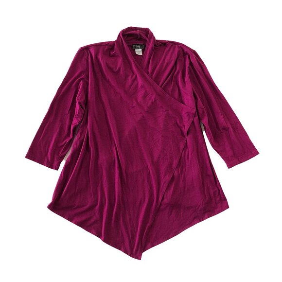 Lark Lane Womens Size L Pink Shirt 3/4 Sleeve Open Front Flowy Cardigan - Picture 1 of 8